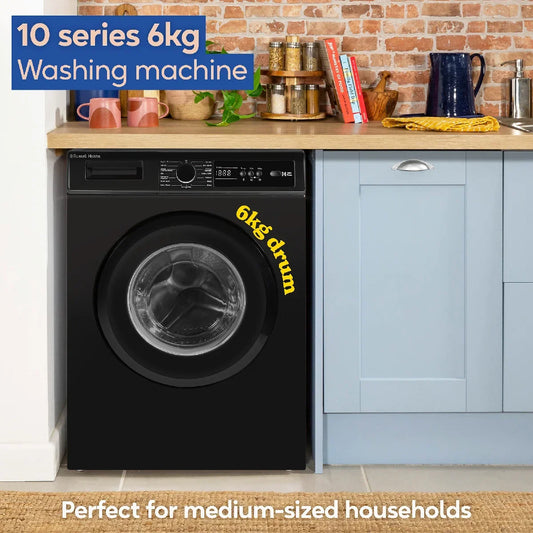 Russell Hobbs RH612W110B 10 Series 6kg Washing Machine with 1200rpm in Black