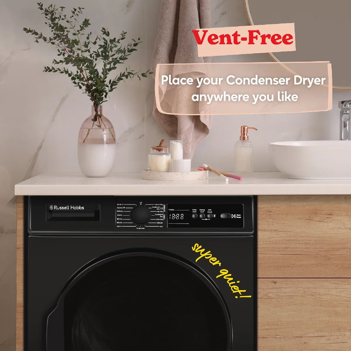 Russell Hobbs RH8CTD111B 11 Series, 8kg Condenser Dryer in Black