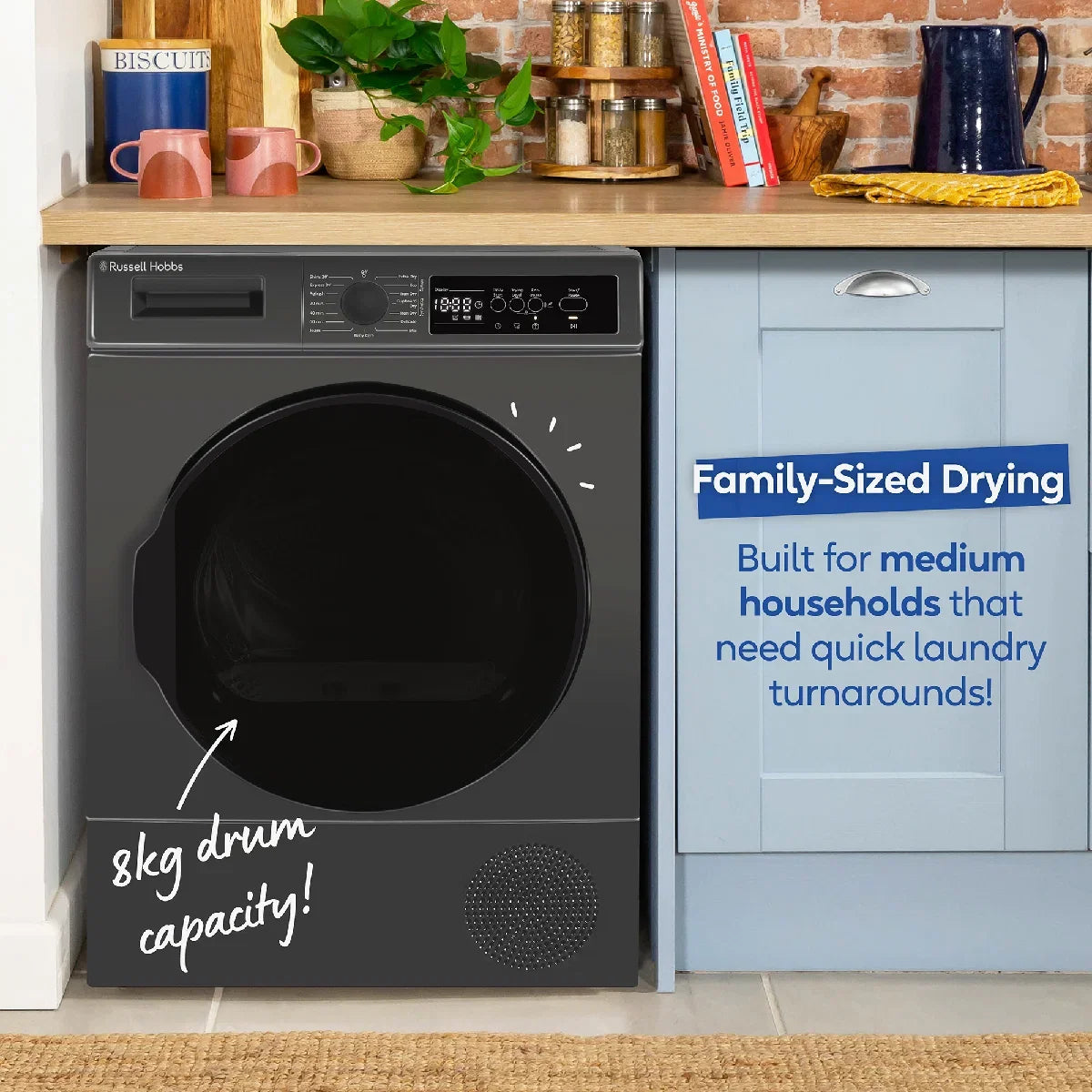 Russell Hobbs® RH8HPTD1E12AN, 8kg Heat Pump Dryer in Anthracite