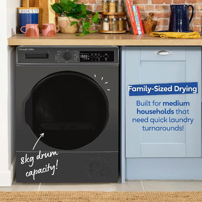 Russell Hobbs® RH8HPTD1E12AN, 8kg Heat Pump Dryer in Anthracite