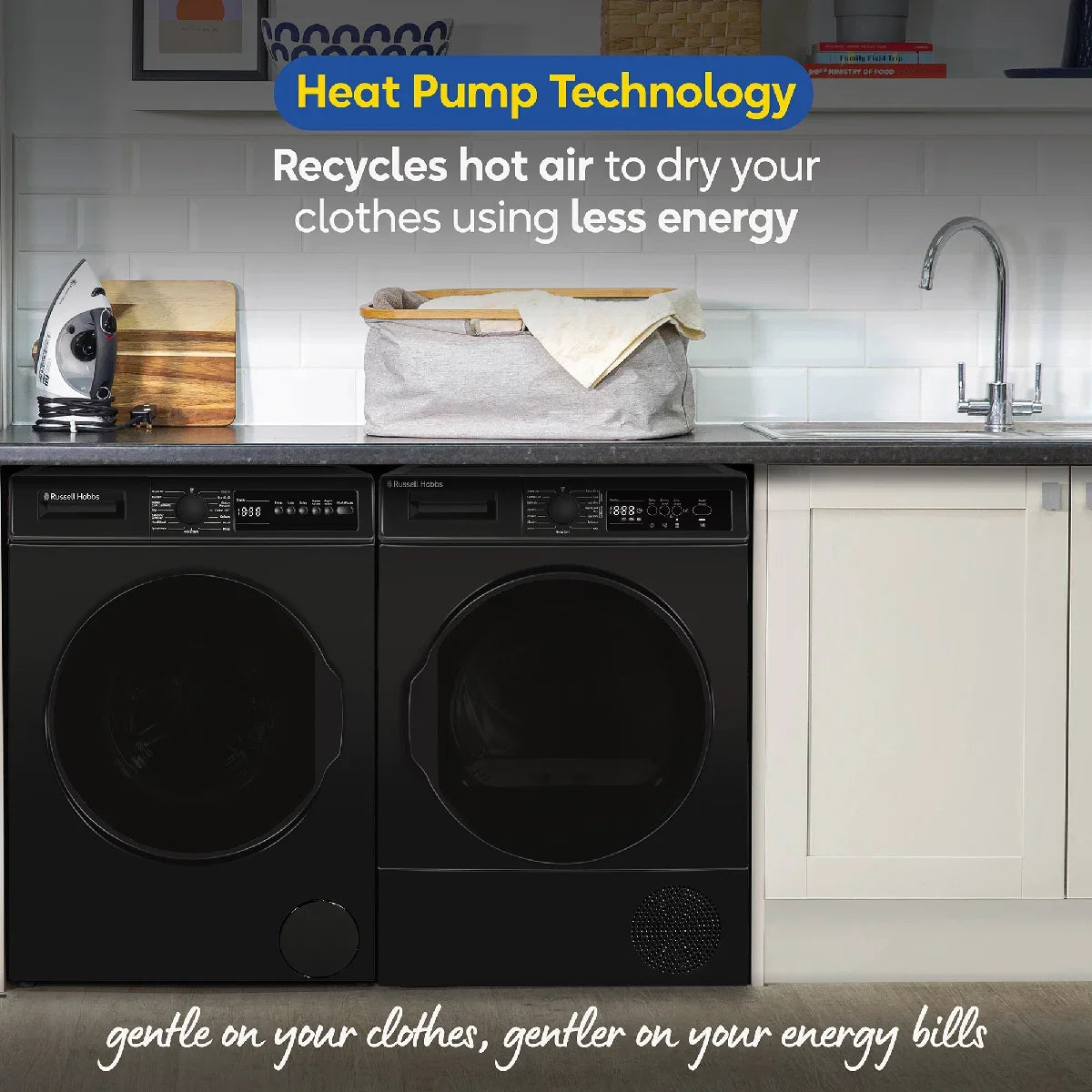 Russell Hobbs® RH8HPTD1E12B, 8kg Heat Pump Dryer in Black