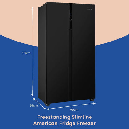 Russell Hobbs® RH90AFF201B 177cm high 90cm wide freestanding slimline American Fridge Freezer in Black