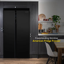 Russell Hobbs® RH90AFF201B 177cm high 90cm wide freestanding slimline American Fridge Freezer in Black