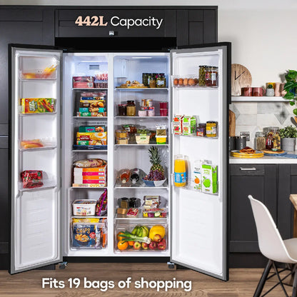 Russell Hobbs® RH90AFF201B 177cm high 90cm wide freestanding slimline American Fridge Freezer in Black