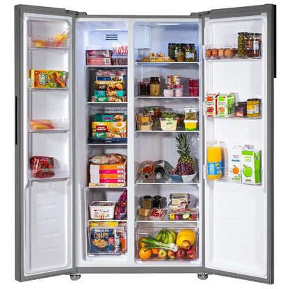 Russell Hobbs® RH90AFF201SS 177cm high 90cm wide freestanding slimline American Fridge Freezer in Stainless Steel