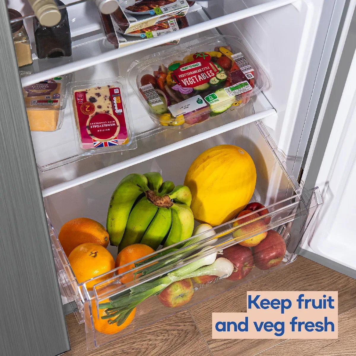 Russell Hobbs® RH90AFF201SS 177cm high 90cm wide freestanding slimline American Fridge Freezer in Stainless Steel
