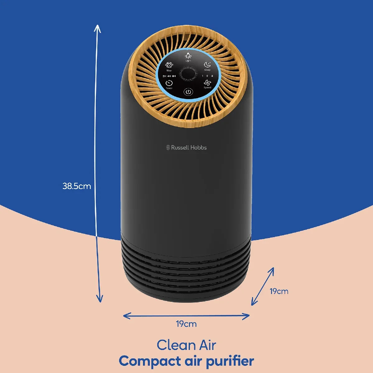 Russell Hobbs RHAP1031WDB, Clean Air Compact 2 Air Purifier in Wood & Black