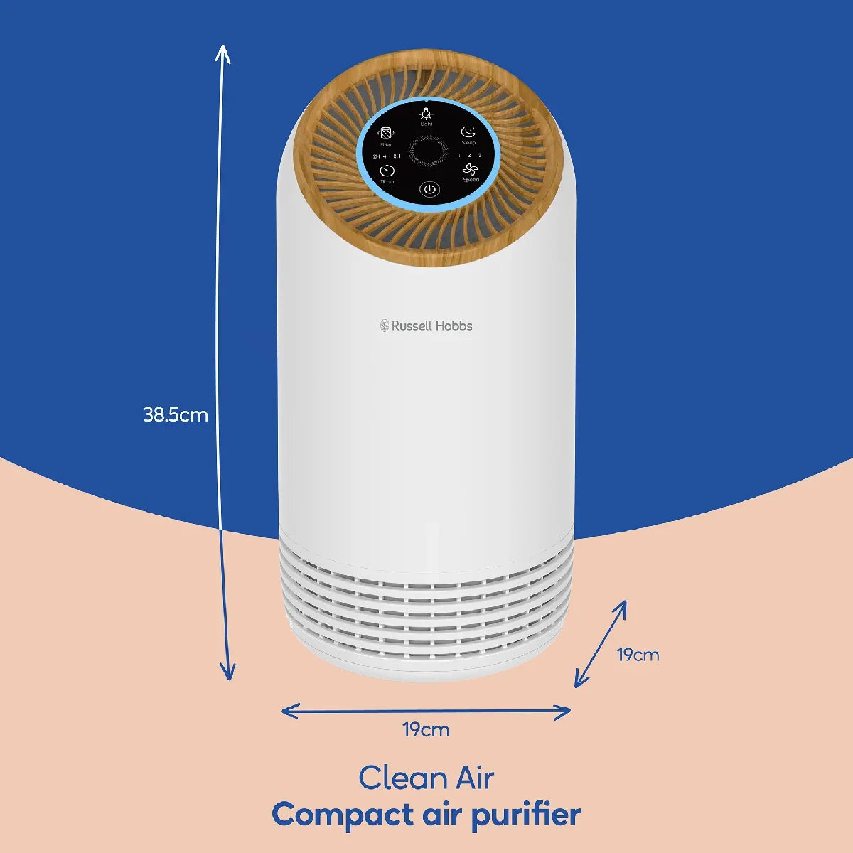 Russell Hobbs RHAP1031WDW, Clean Air Compact 2 Air Purifier in Wood & White