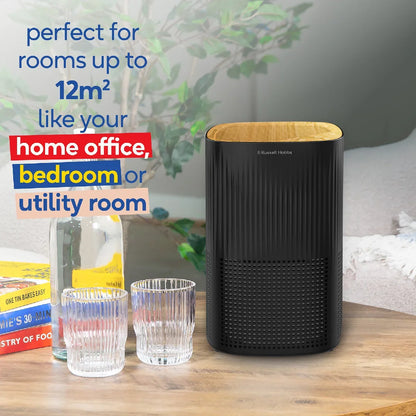 Russell Hobbs RHAP1032WDB, Clean Air Mini Aroma Air Purifier in Wood & Black