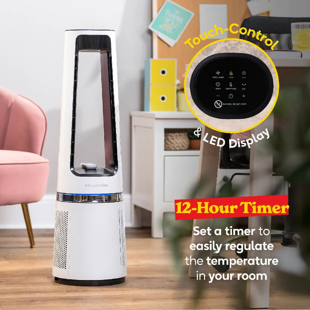 Russell Hobbs RHBLDL25W, Bladeless Cool and Heat in White