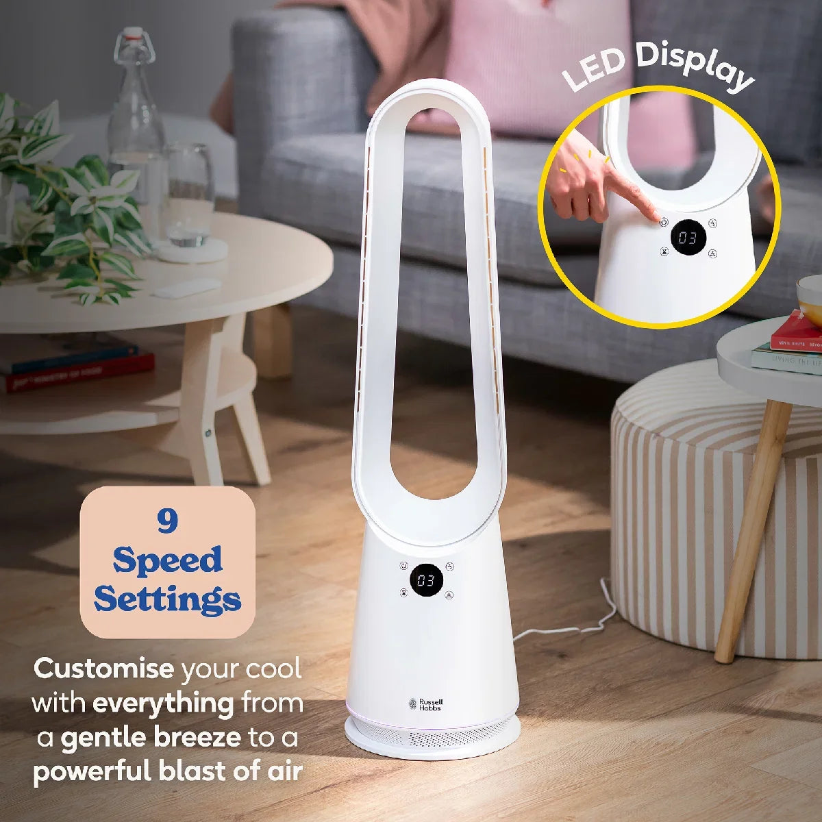 Russell Hobbs RHBLDLC25, Bladeless Cooling Fan in White