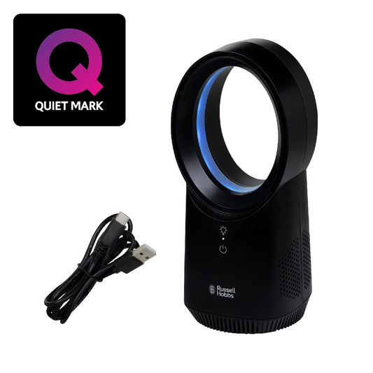 Russell Hobbs RHBLDLUSB25B, Compact Wireless Desk Fan in Black
