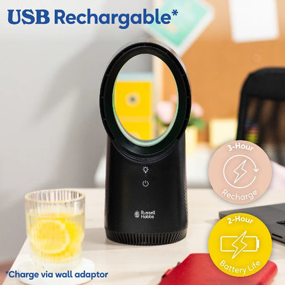Russell Hobbs RHBLDLUSB25B, Compact Wireless Desk Fan in Black