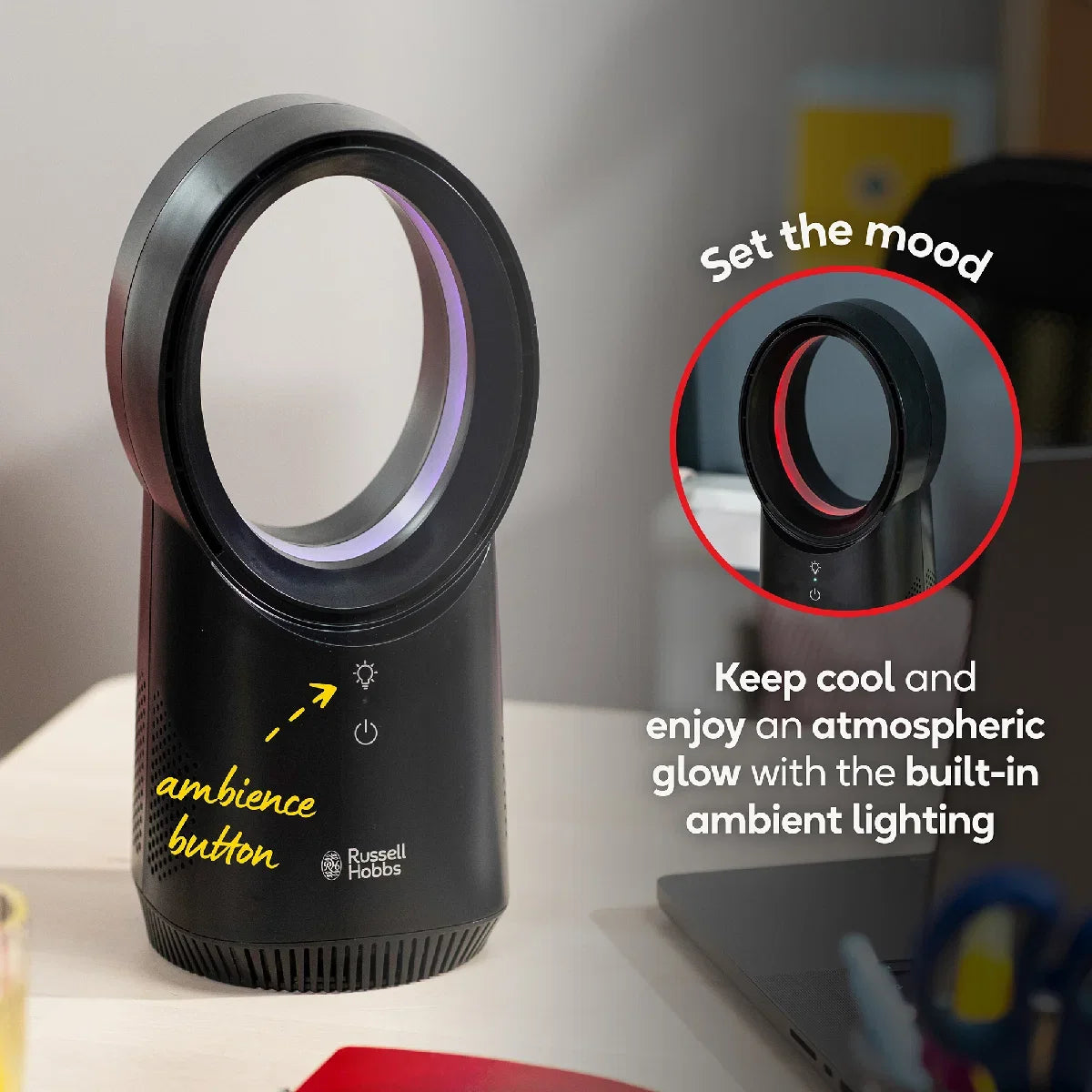 Russell Hobbs RHBLDLUSB25B, Compact Wireless Desk Fan in Black