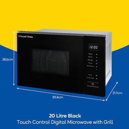 Russell Hobbs RHBM2002B Digital Microwave & Grill 20L, Black