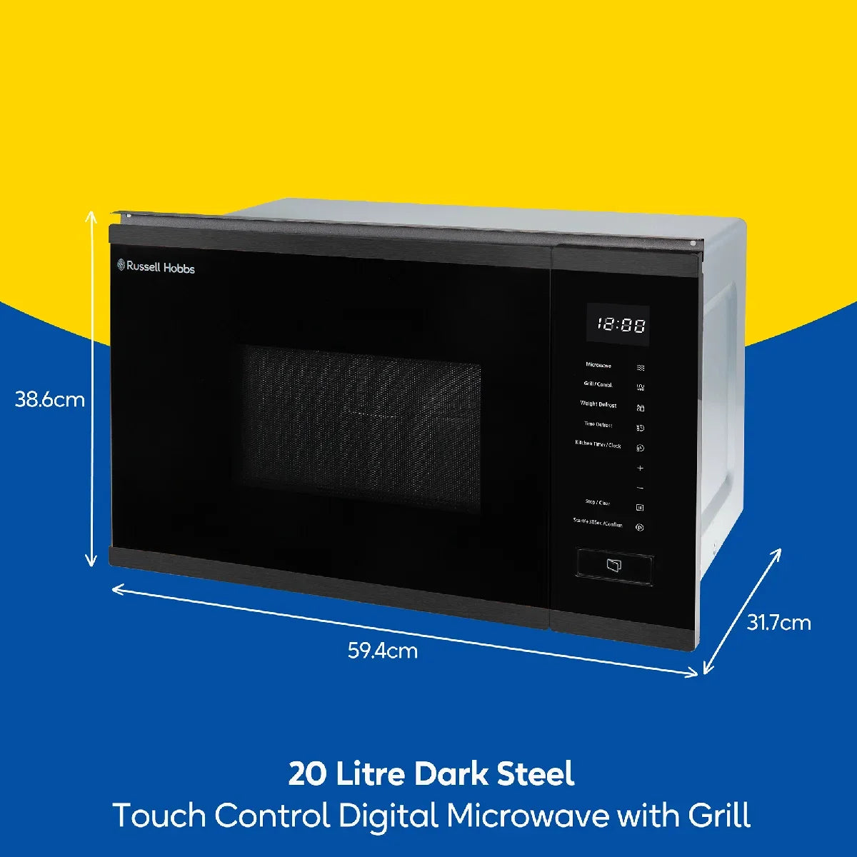 Russell Hobbs RHBM2002DS Digital Microwave & Grill 20L, Dark Steel