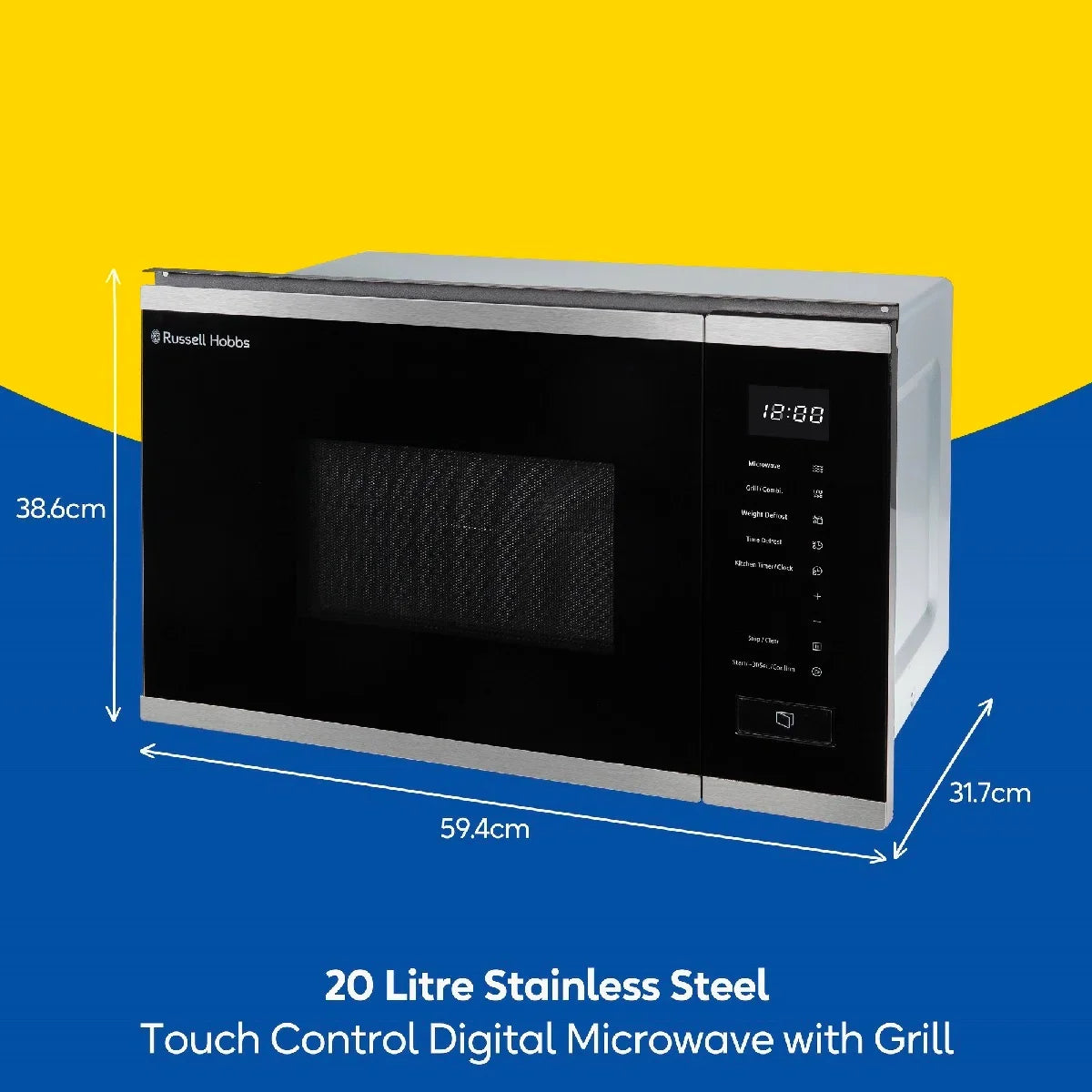 Russell Hobbs RHBM2002SS Digital Microwave & Grill 20L, Stainless Steel