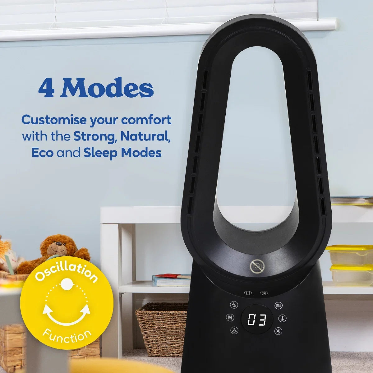 Russell Hobbs RHCBLDL3IN1B, Bladeless Cool and Heat Fan in Black