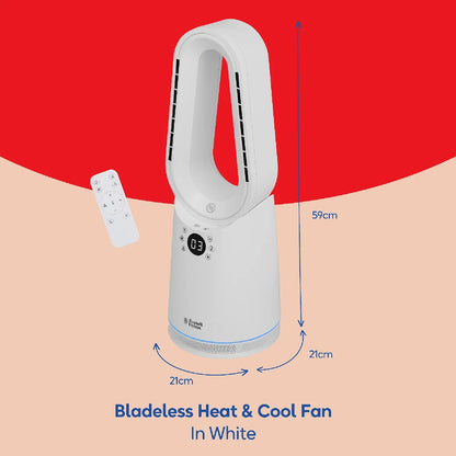 Russell Hobbs RHCBLDL3IN1, Bladeless Cool and Heat Fan in White