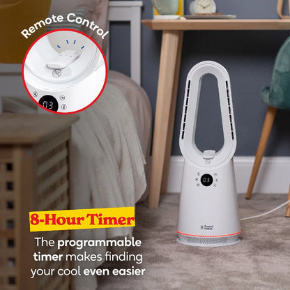 Russell Hobbs RHCBLDL3IN1, Bladeless Cool and Heat Fan in White