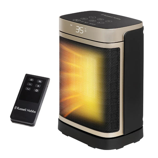Russell Hobbs, RHCH2001G, 1.5kW Oscillating Ceramic Heater in Black and Gold, Square Design