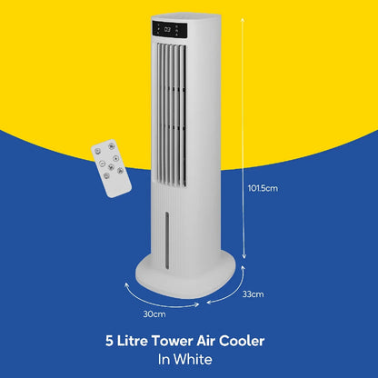 Russell Hobbs RHCLT5L Tower Air Cooler 5 Litre in White