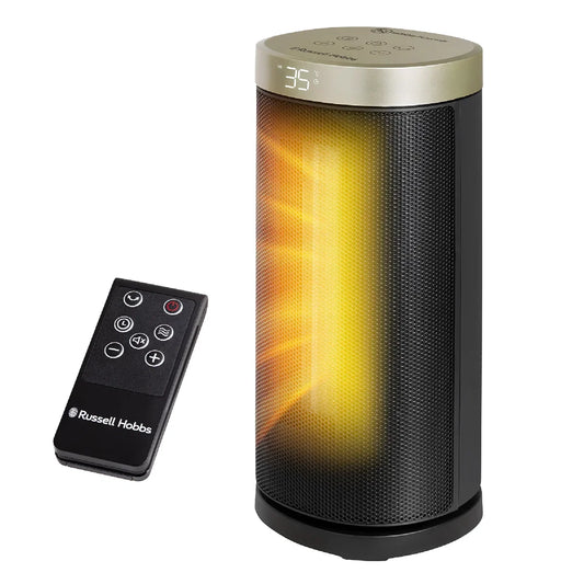 Russell Hobbs RHCTH2001G 2kW Oscillating Ceramic Heater W/Digital Display in Black and Gold