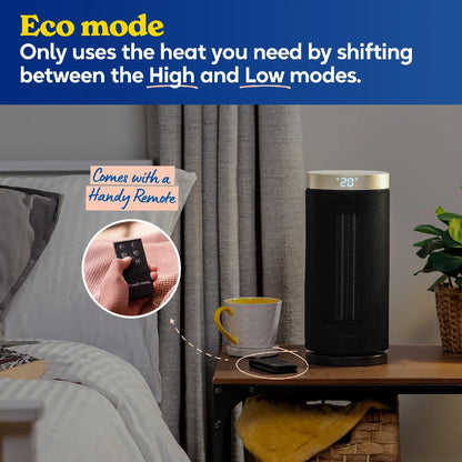 Russell Hobbs RHCTH2001G 2kW Oscillating Ceramic Heater W/Digital Display in Black and Gold