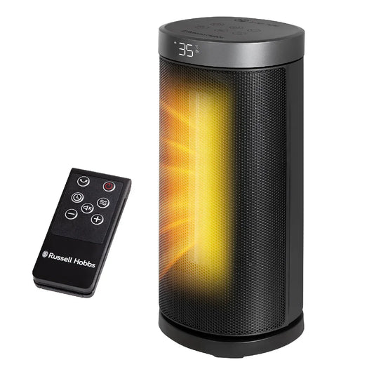 Russell Hobbs RHCTH2001S 2kW Oscillating Ceramic Heater W/Digital Display in Black and Silver