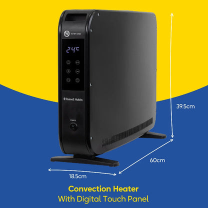 Russell Hobbs RHCVH2003B 2kW Digital Touch Panel Convection Heater W/Remote in Black