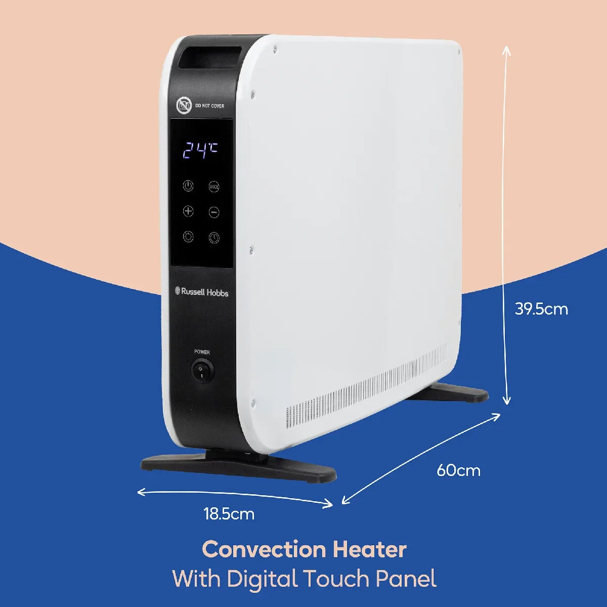 Russell Hobbs RHCVH2003 2kW Digital Touch Panel Convection Heater W/Remote in White