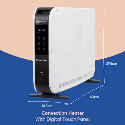 Russell Hobbs RHCVH2003 2kW Digital Touch Panel Convection Heater W/Remote in White