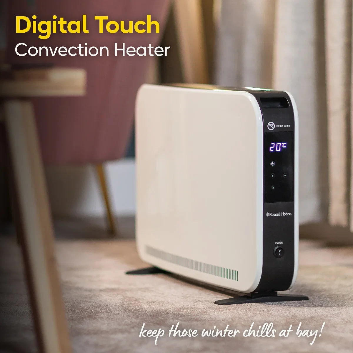 Russell Hobbs RHCVH2003 2kW Digital Touch Panel Convection Heater W/Remote in White