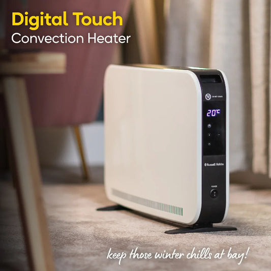 Russell Hobbs RHCVH2003 2kW Digital Touch Panel Convection Heater W/Remote in White