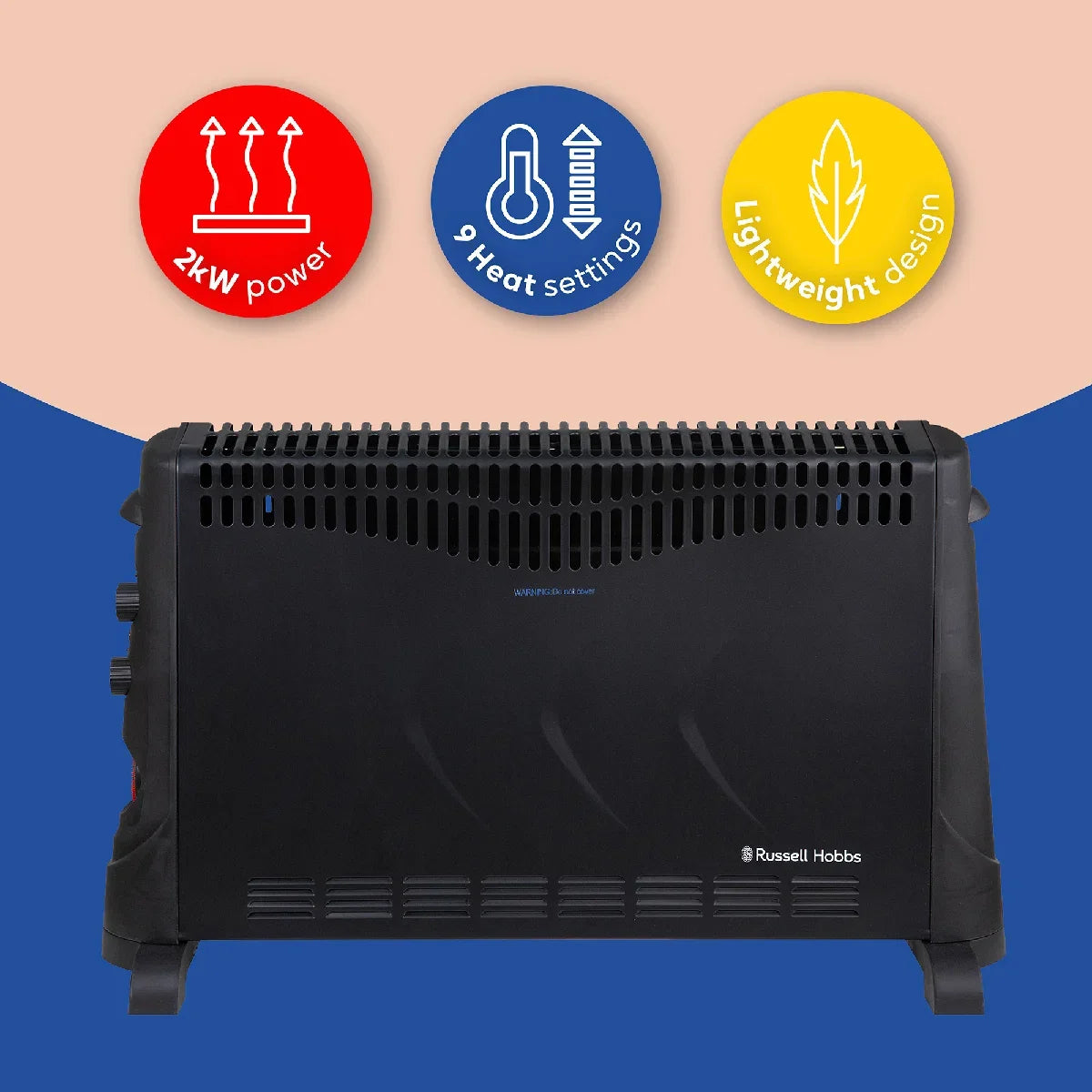 Russell Hobbs RHCVH4002B 2kW Convection Heater with Timer in Black