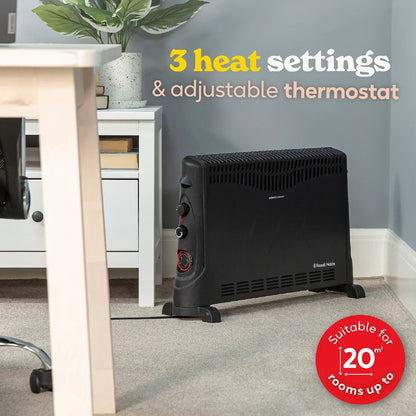 Russell Hobbs RHCVH4002B 2kW Convection Heater with Timer in Black