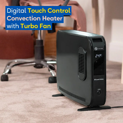 Russell Hobbs® RHCVHTF2004B, 2kW Digital Touch Panel Convection Heater with Turbo Fan and Remote in Black