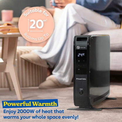 Russell Hobbs® RHCVHTF2004B, 2kW Digital Touch Panel Convection Heater with Turbo Fan and Remote in Black