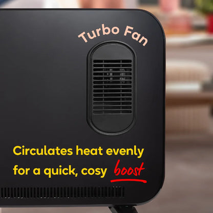 Russell Hobbs® RHCVHTF2004B, 2kW Digital Touch Panel Convection Heater with Turbo Fan and Remote in Black