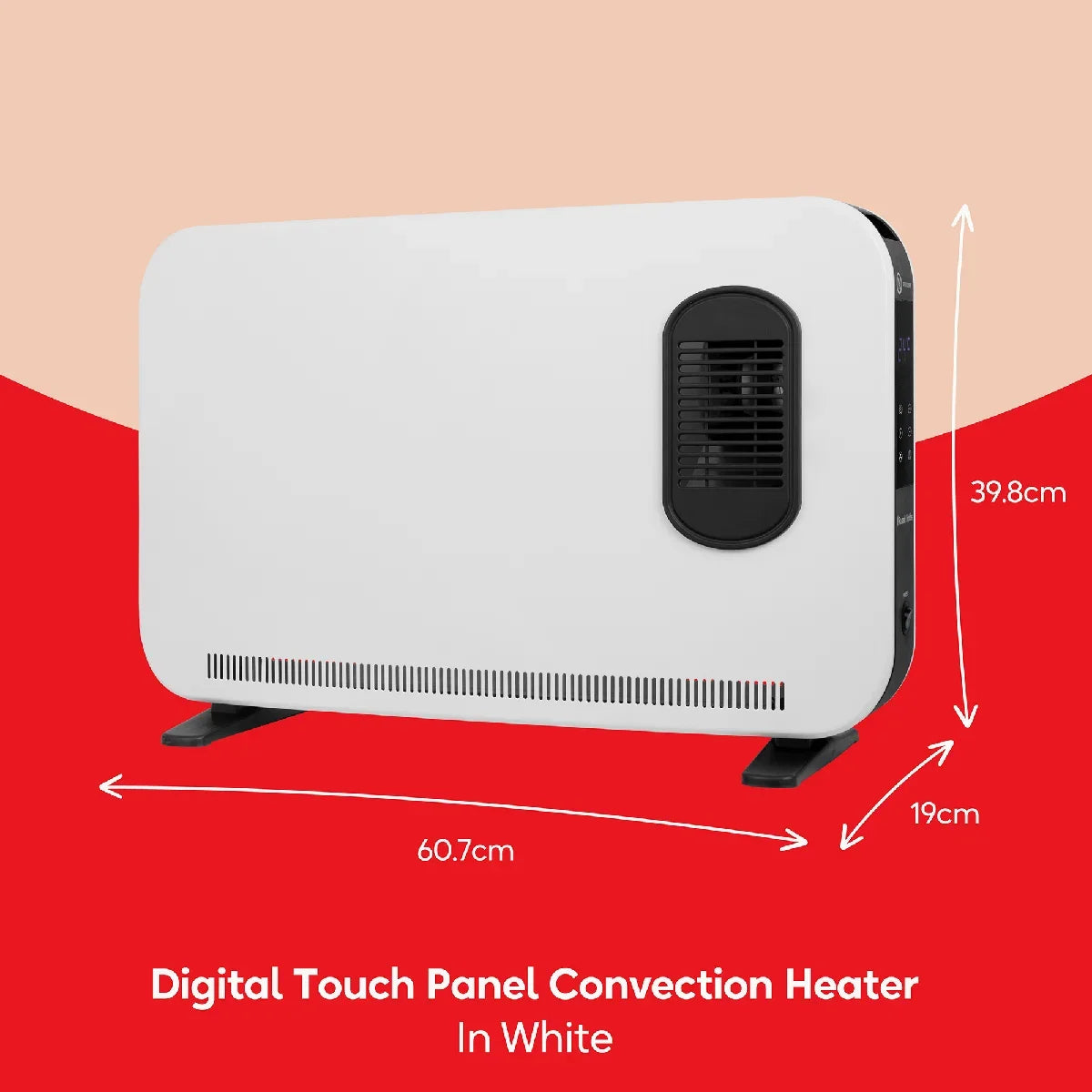 Russell Hobbs® RHCVHTF2004, 2kW Digital Touch Panel Convection Heater with Turbo Fan and Remote in White