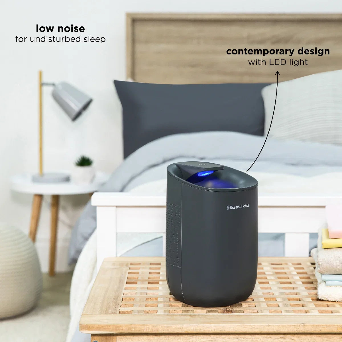 Russell Hobbs RHDH1061G Fresh Air Mini, Compact Dehumidifier, 300ml/day, Grey