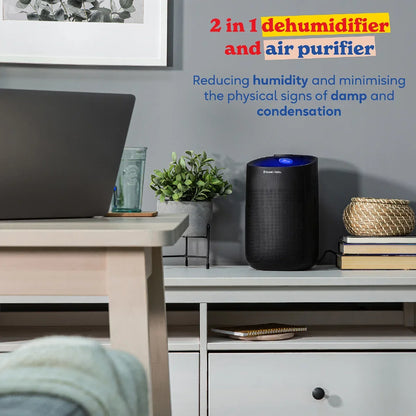 Russell Hobbs RHDH1101B Fresh Air Pro Compact Dehumidifier and Air Purifier, Ozone Free, 750ml/day, Black