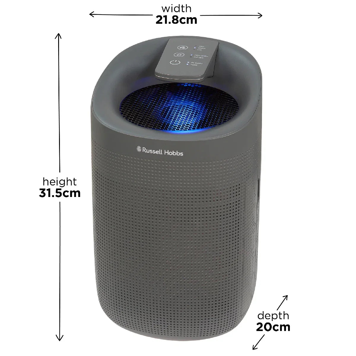 Russell Hobbs RHDH1101G Fresh Air Pro Compact Dehumidifier and Air Purifier, Ozone Free, 750ml/day, Grey