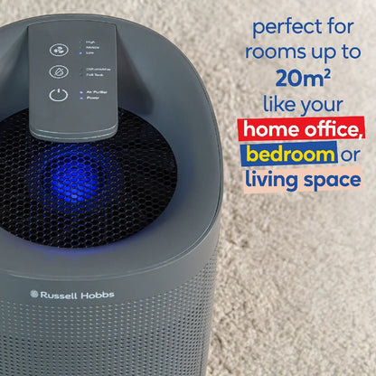 Russell Hobbs RHDH1101G Fresh Air Pro Compact Dehumidifier and Air Purifier, Ozone Free, 750ml/day, Grey