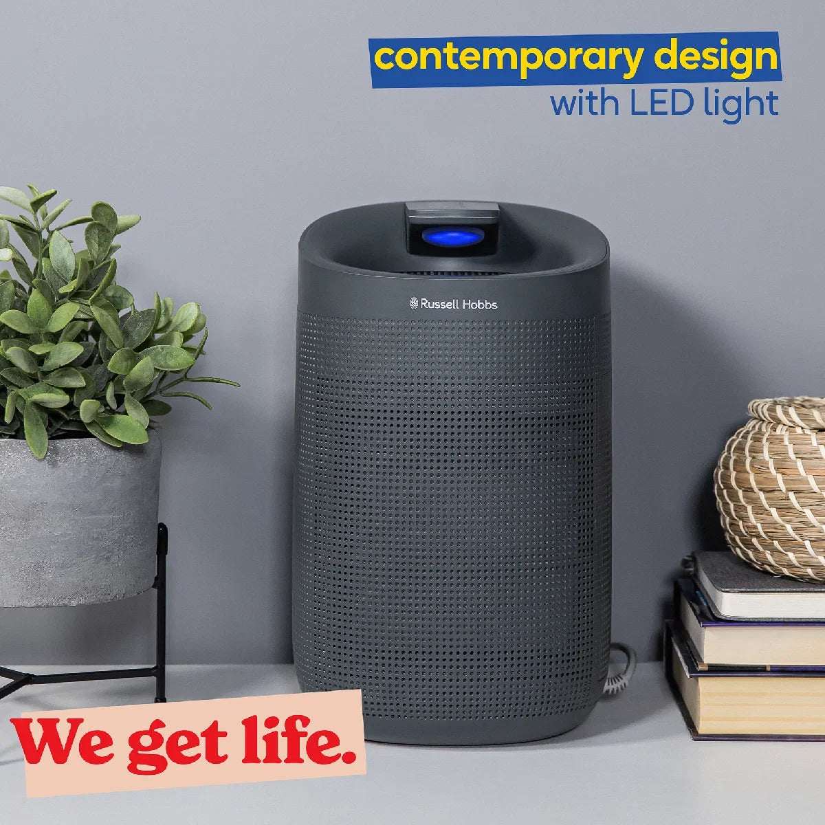 Russell Hobbs RHDH1101G Fresh Air Pro Compact Dehumidifier and Air Purifier, Ozone Free, 750ml/day, Grey