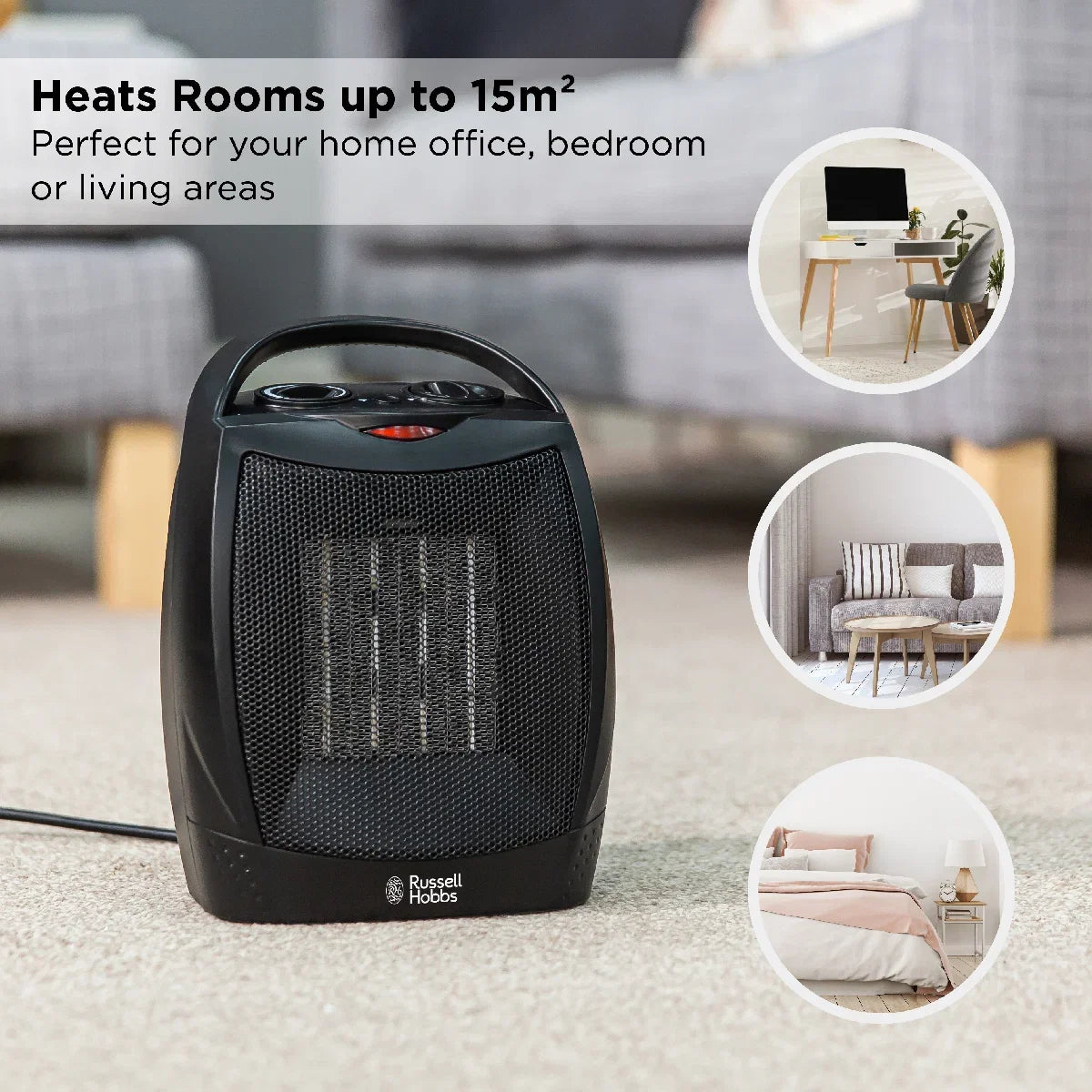 Russell Hobbs RHFH1006B 1.5kW Portable Ceramic Heater in Black