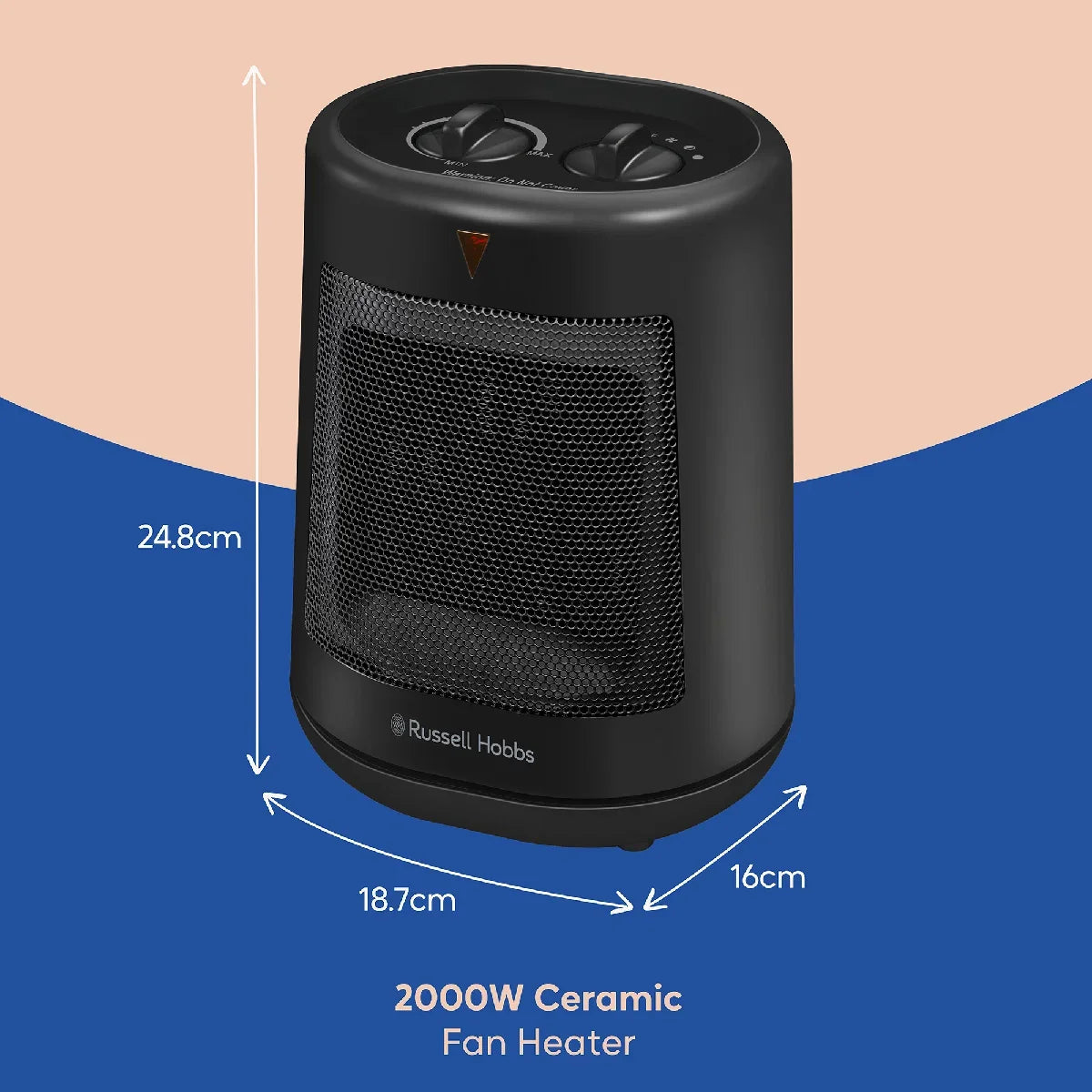Russell Hobbs RHFH1008B 2kW Oscillating Ceramic Heater in Black