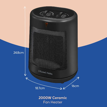 Russell Hobbs RHFH1008B 2kW Oscillating Ceramic Heater in Black