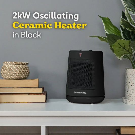 Russell Hobbs RHFH1008B 2kW Oscillating Ceramic Heater in Black