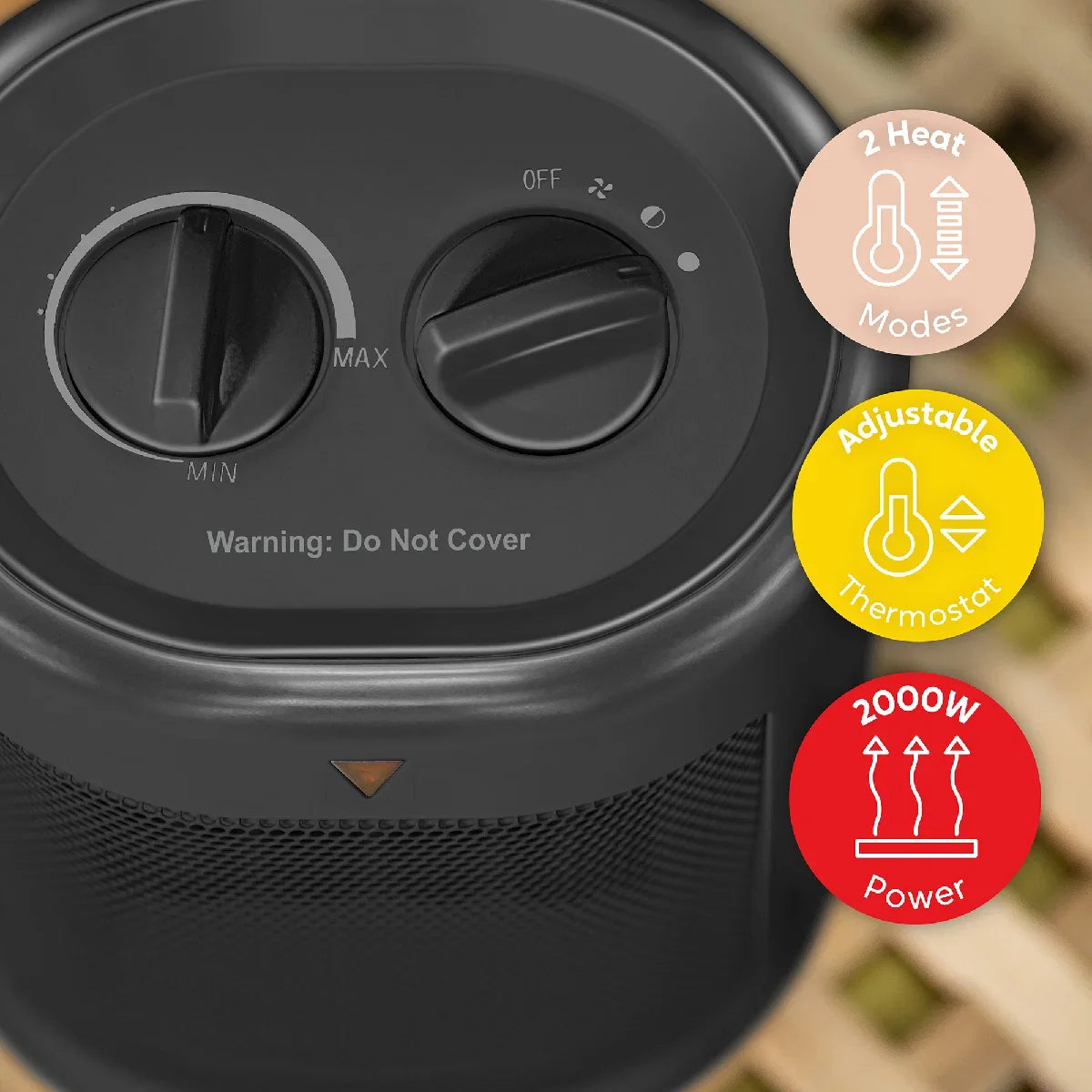 Russell Hobbs RHFH1008B 2kW Oscillating Ceramic Heater in Black